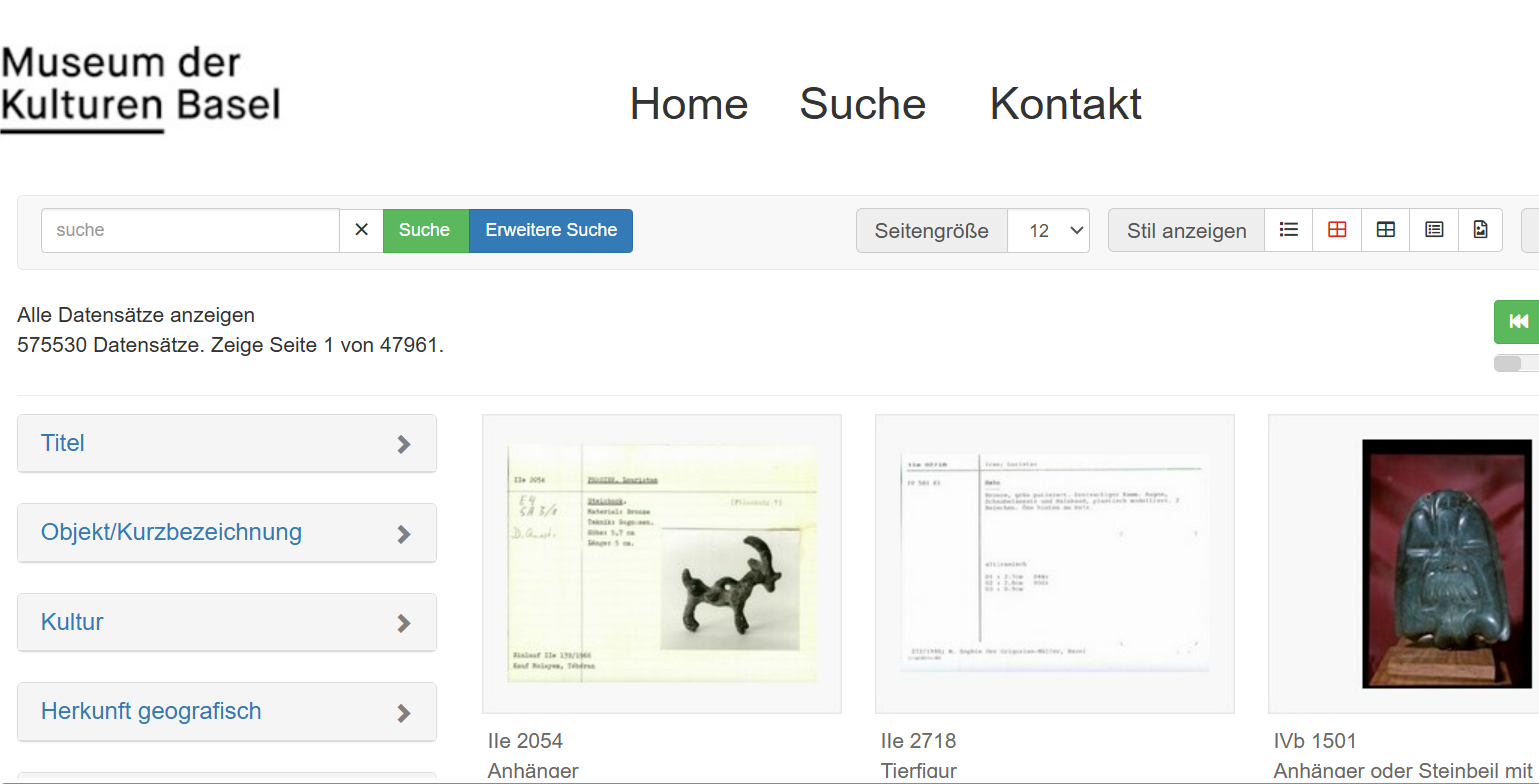 Preview of the Basel's online collection page