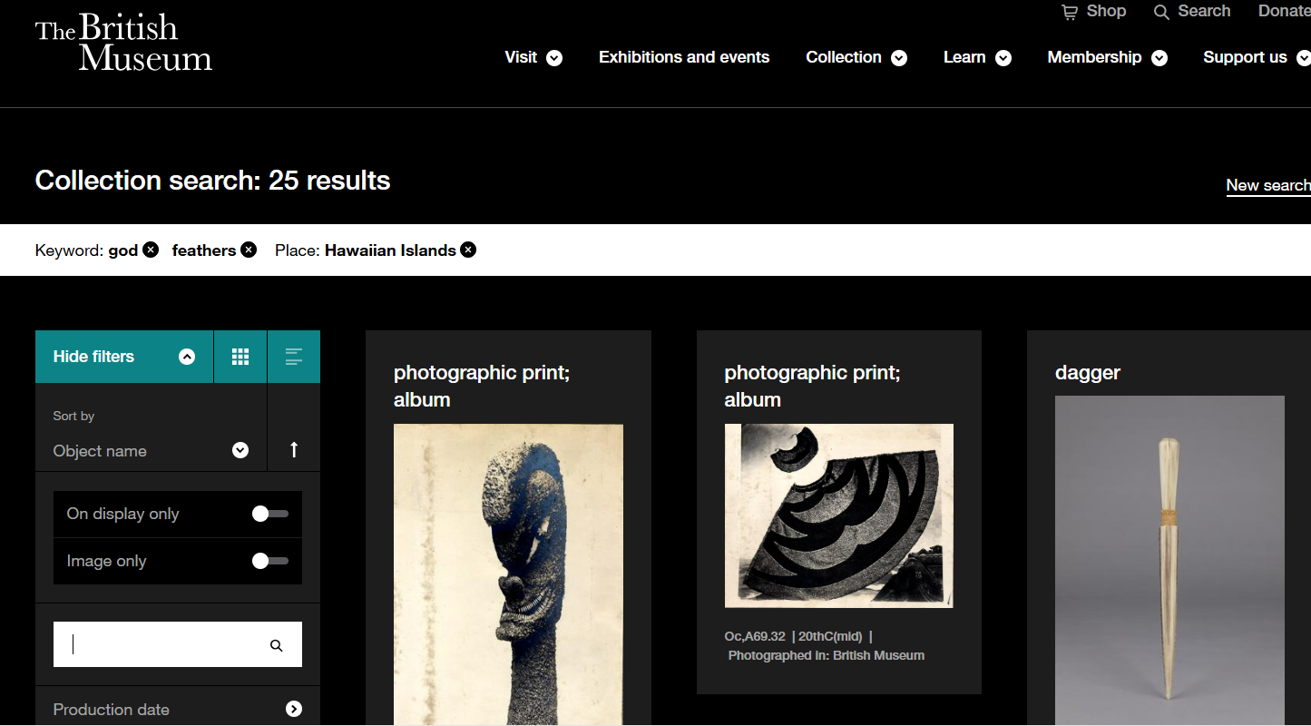 Preview of the British online collection page