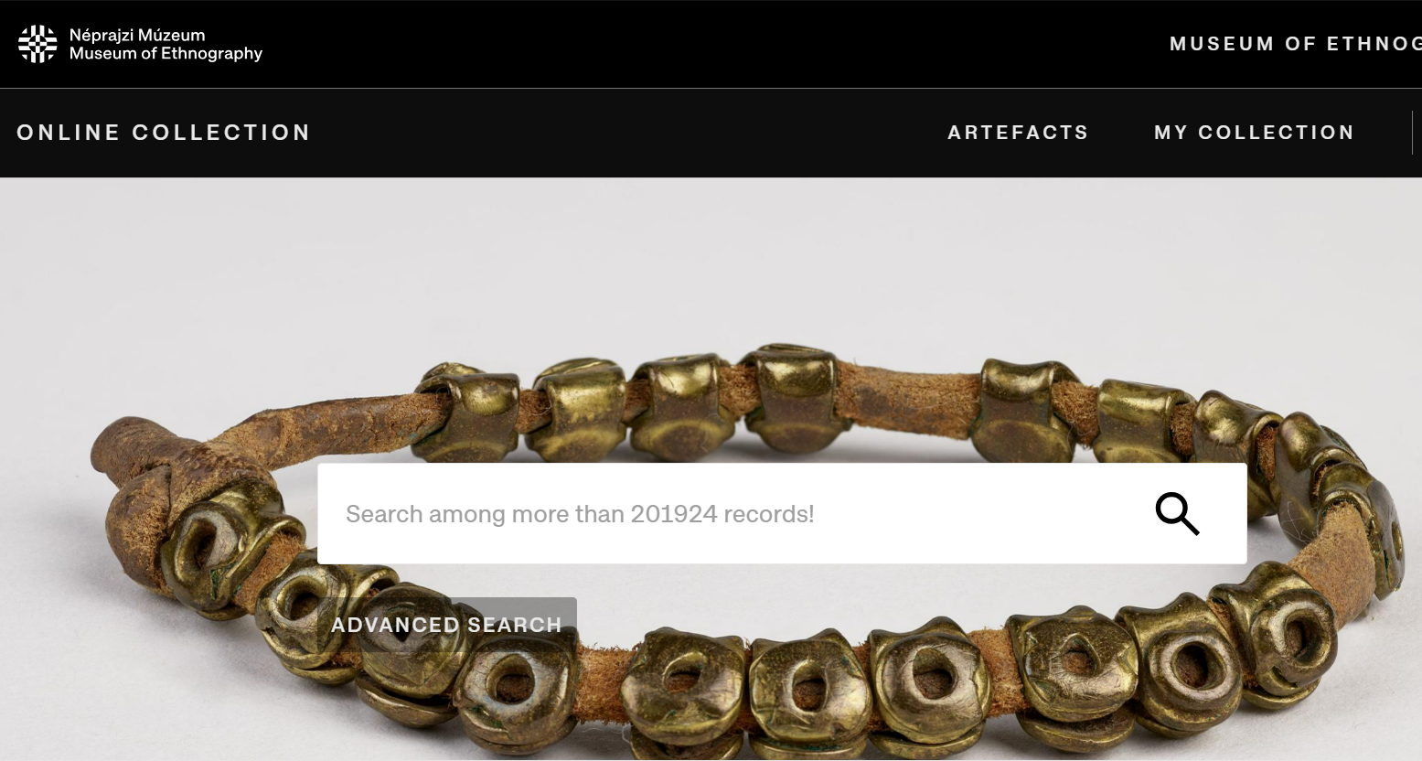 Preview of the Budapest's online collection page