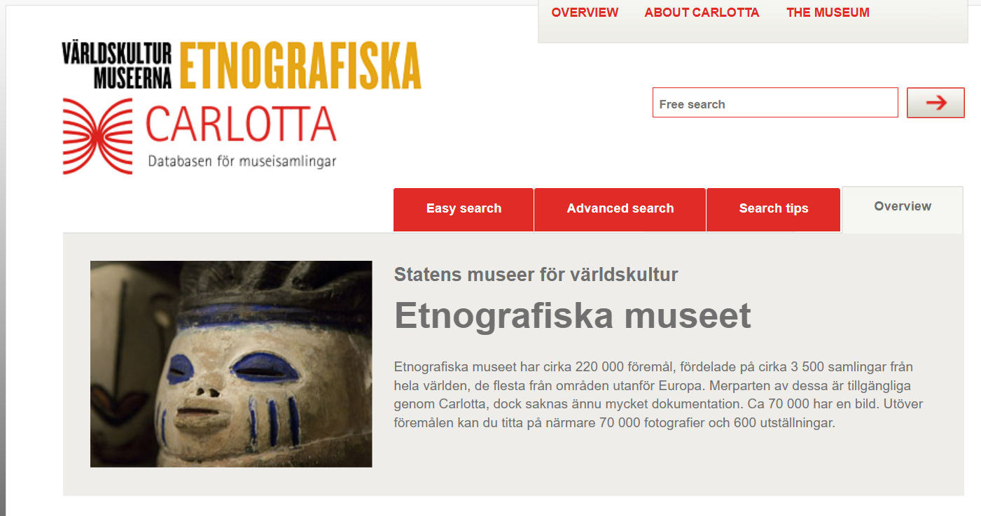 Preview of the Horniman's online collection page