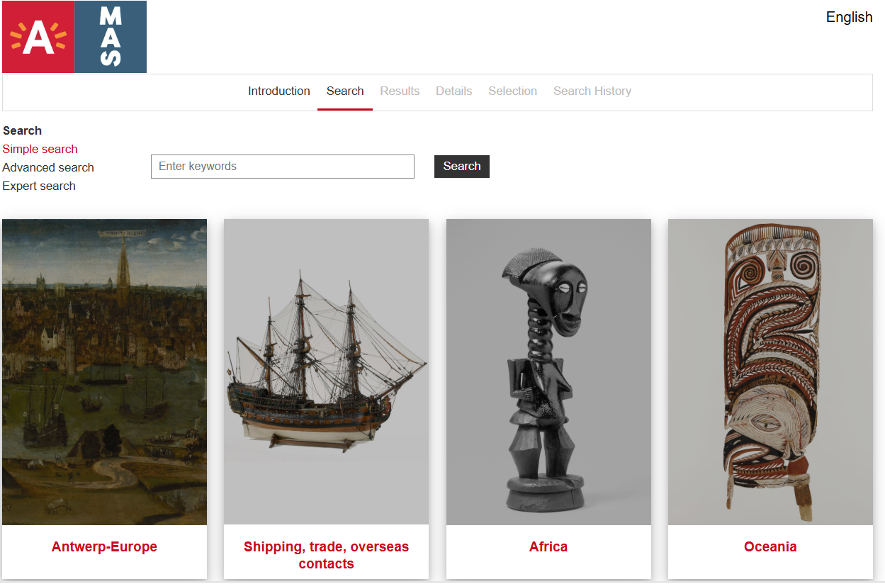 Preview of the MAS's online collection page
