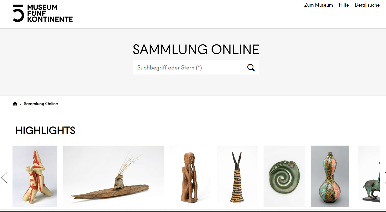 Preview of the Munich's online collection page